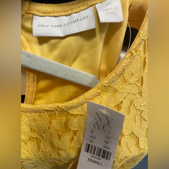 New York & Company: Yellow Lace Summer Dress - Picture 2 of 14